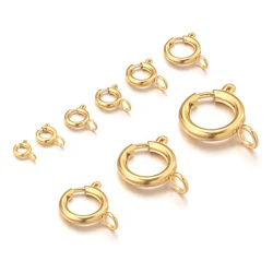 10 stücke Edelstahl 18K Gold Frühling Ring Verschluss Mit Open Jump Ring verbindung Zubehör Für Schmuck DIY Erkenntnisse komponenten