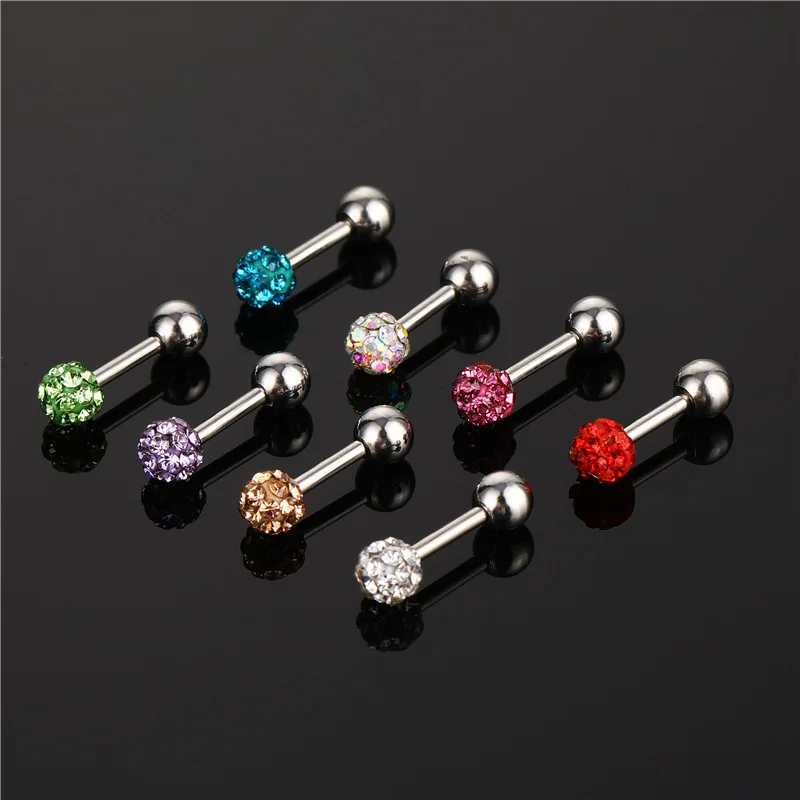 2pcs 4mm Medical Steel Crystal ball Studs Earrings For Women /Girls Screw Ball Tragus Cartilage Piercing Jewelry
