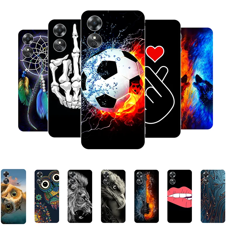 for OPPO A17 A18 A38 Case Football Soft Silicone Back Cases for OPPO A17 CPH2477 A 17 Phone Cover for OPPOA17 etui Fundas