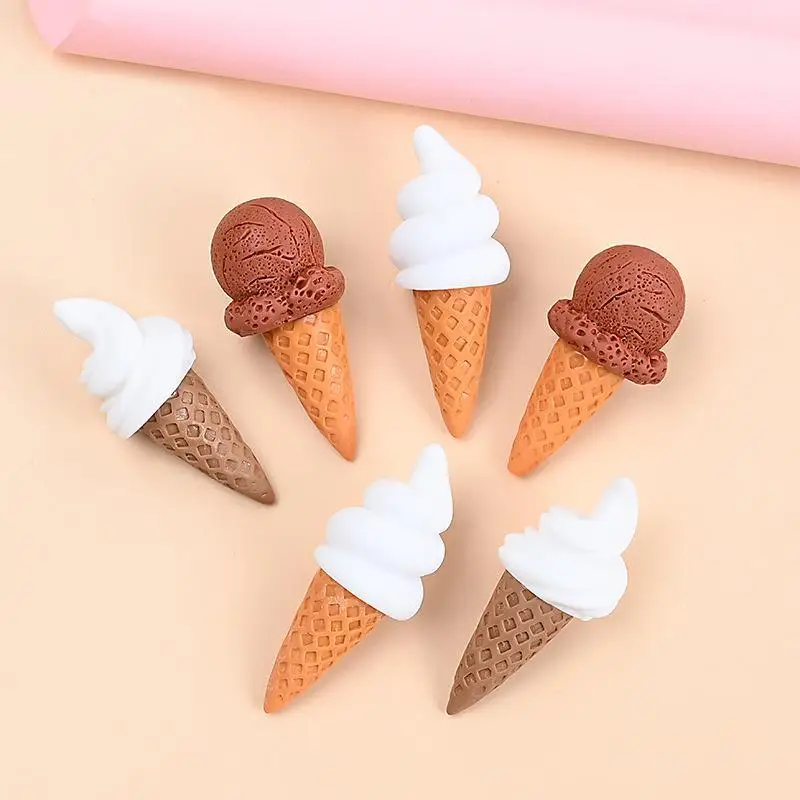 10 Stück Cartoon Kawaii Mini Harz-Eiscreme Scrapbook-Verzierung Miniatur-Flachmaterial Zubehör für Handyhüllen DIY – Detail 2