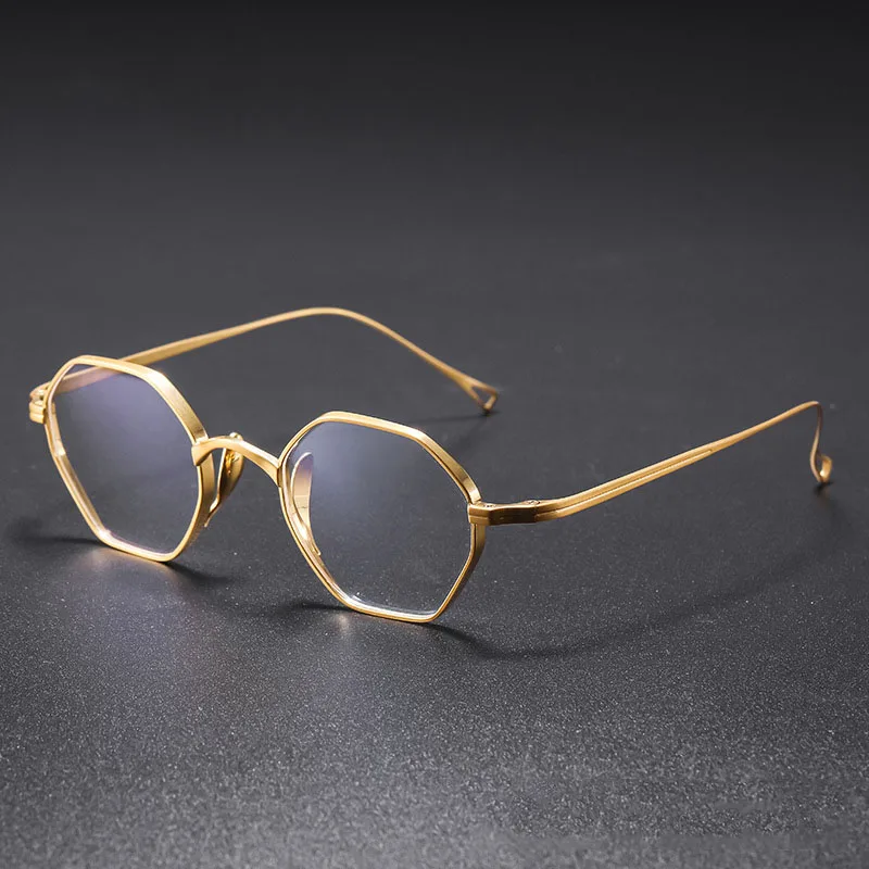 College Student Fashion Simple Small Polygon Myopia Glasses Frame Men Women Retro Ultra Light Pure Titanium Optical Spectacles