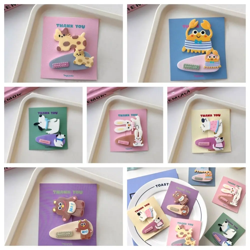 Animal Cartoon Mini Hair Clip Funny Candy Color Kawaii Cute Barrettes Set Duckbill Clip Princess Series Bear BB Clip Ladies