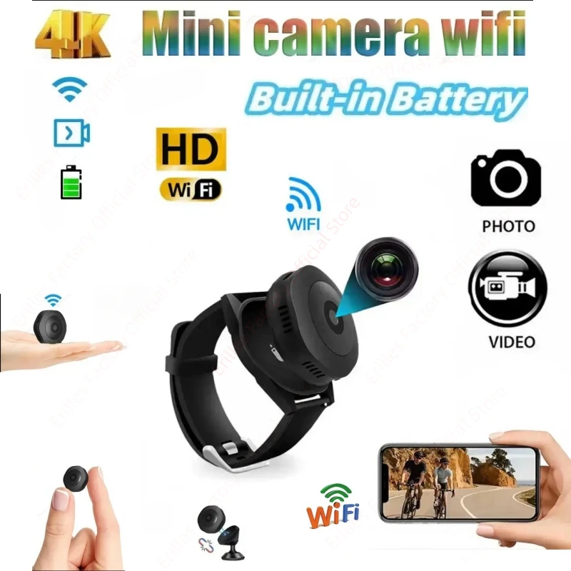 

4K 1080P HD Mini Camera Wifi Smart Home Night Vision IP Webcam Remote Surveillance Micro Camcorders Portable Invisible Cam Espia