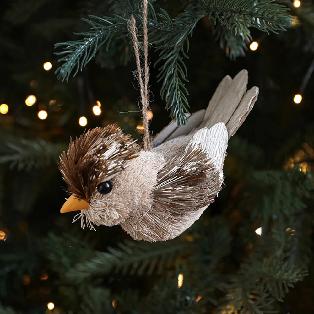 Décorations d'arbre de noël à faire soi-même, petite mousse, ornements suspendus, Animal léger, pendentif d'écureuil simulé, fête à la maison