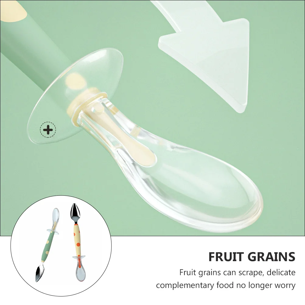 

1pcs Fruit Feeding Spoon Portable Double-Headed Baby Supplementary Food Tool Smooth Safe Silicone High Temperature