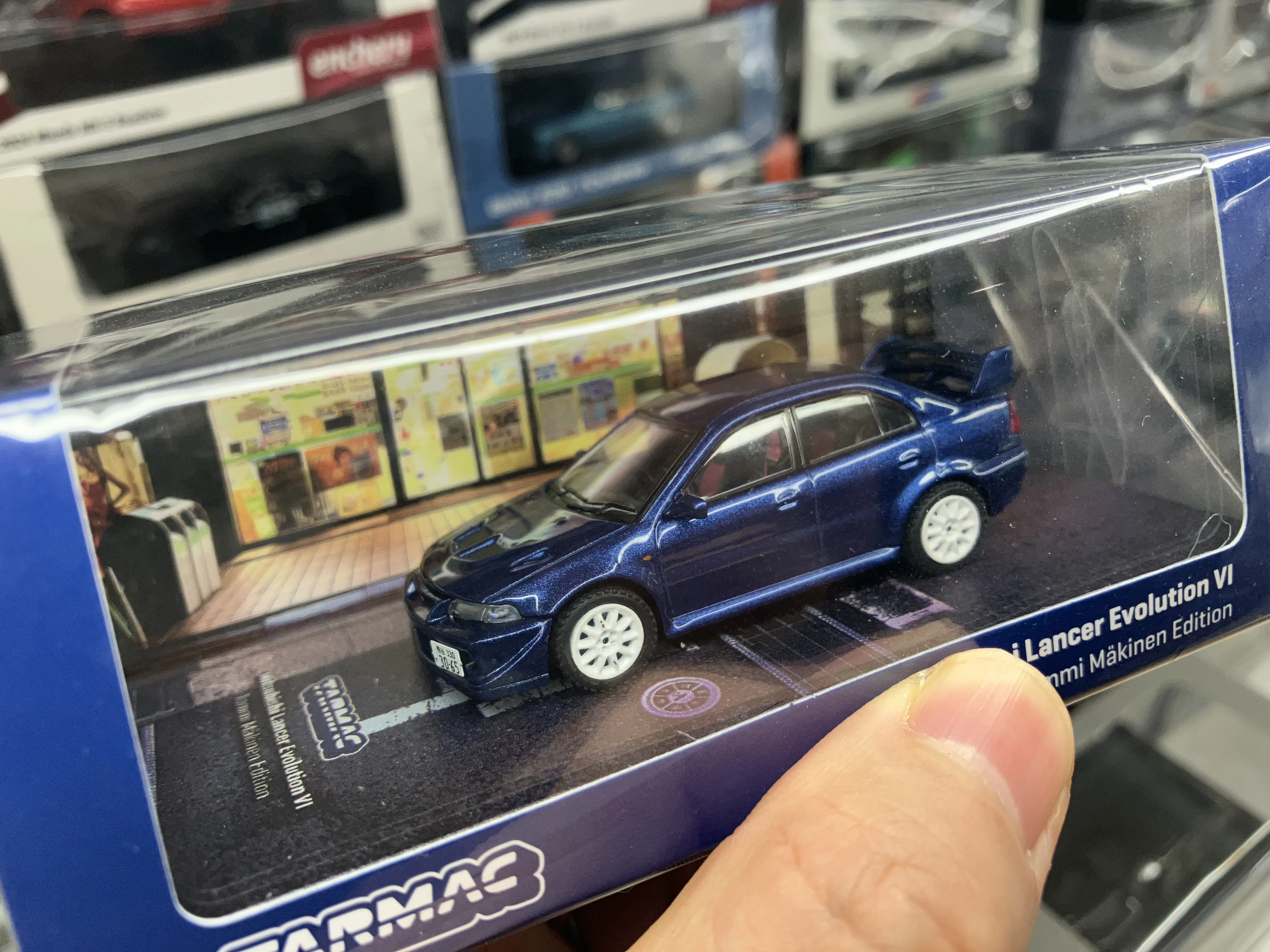 ターマック-1-64-ブルー-jdm-ランサー-evo-vi-スポーツモデル-ダイキャストメタルカーコレクション-限定版-合金