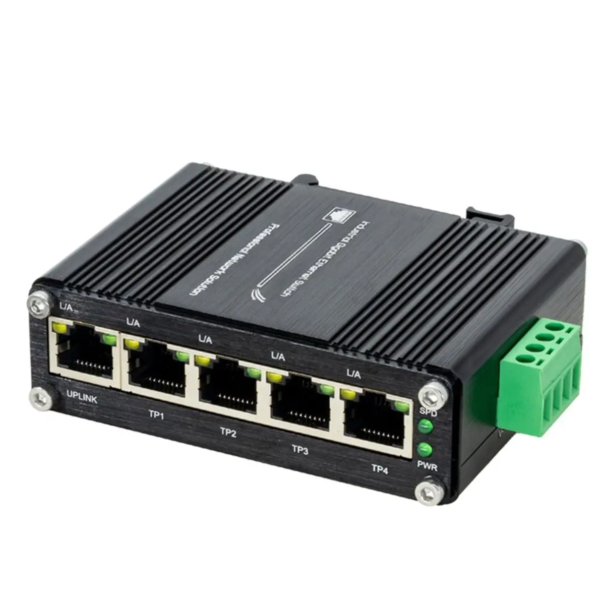 Mini Industrial 5 Ports Gigabit Ethernet Switch 1000Mbps 5 RJ45 Ports Network Switch 12-48VDC Input