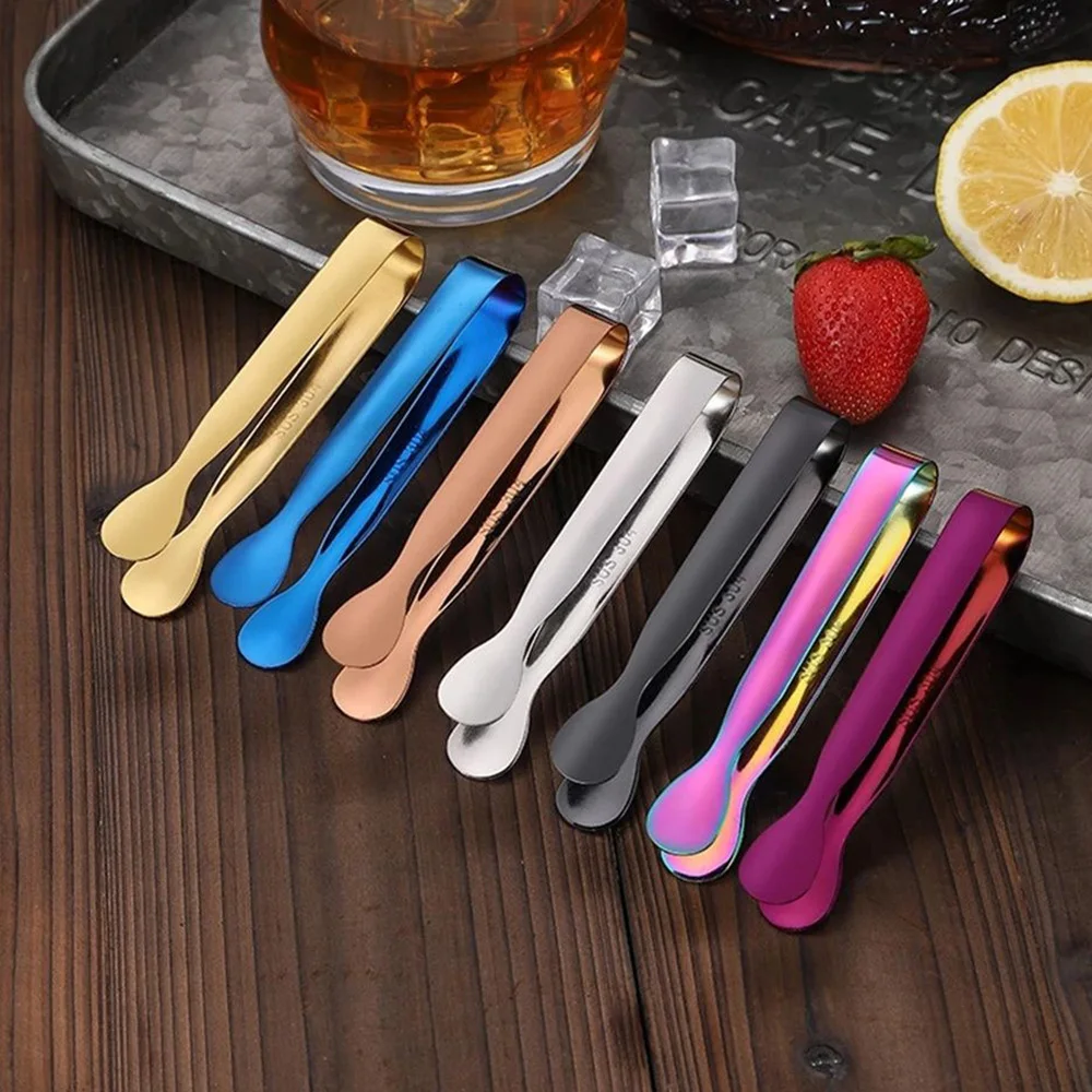 Stainless Steel Ice-cube Tongs BBQ Steak Clip Non-slip Handy Barbecue Clamp Household Cooking Picker Kitchen Bar Accessory