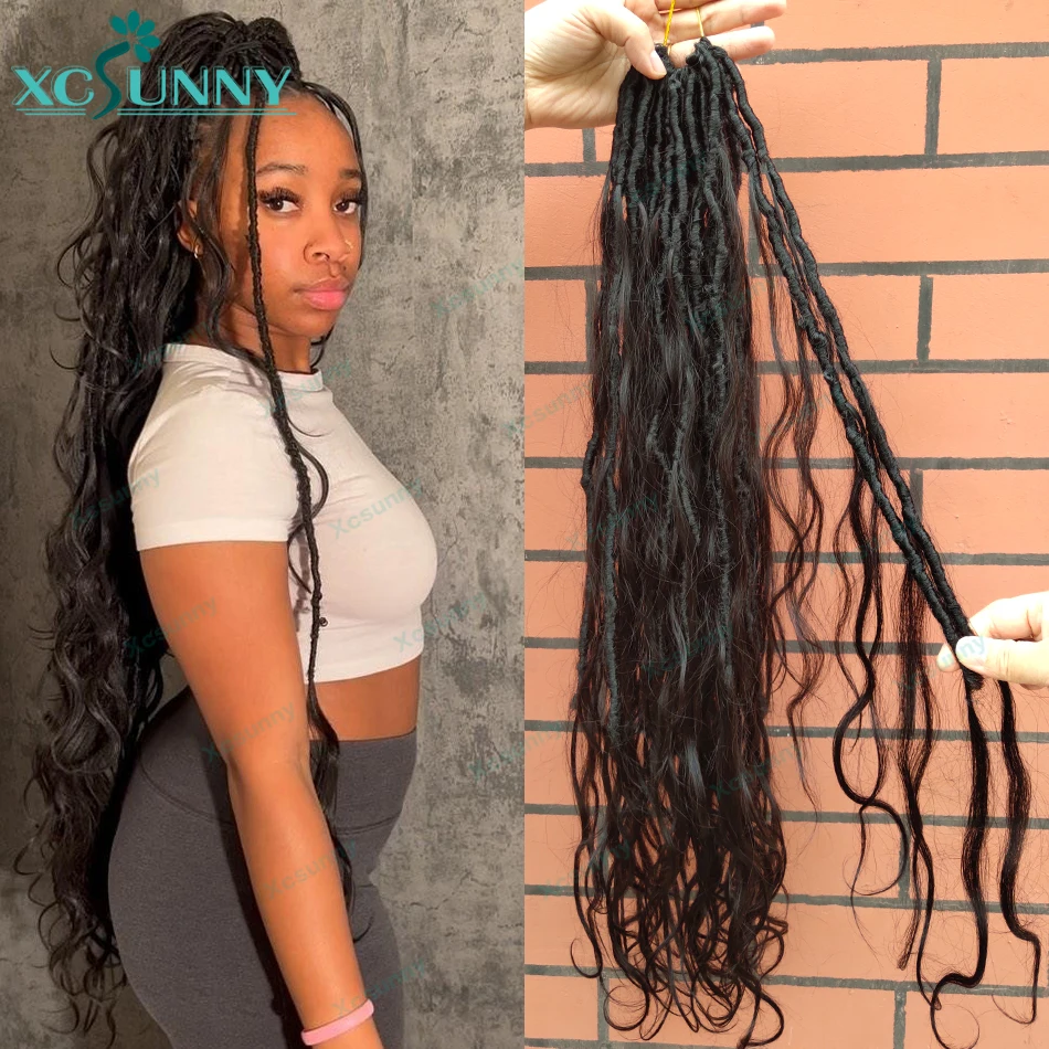 Crochet Boho Locs With Human Hair Curls Pre Looped Crochet Hair Human Hair Body Wave Ends For Black Women Synthetic Locs