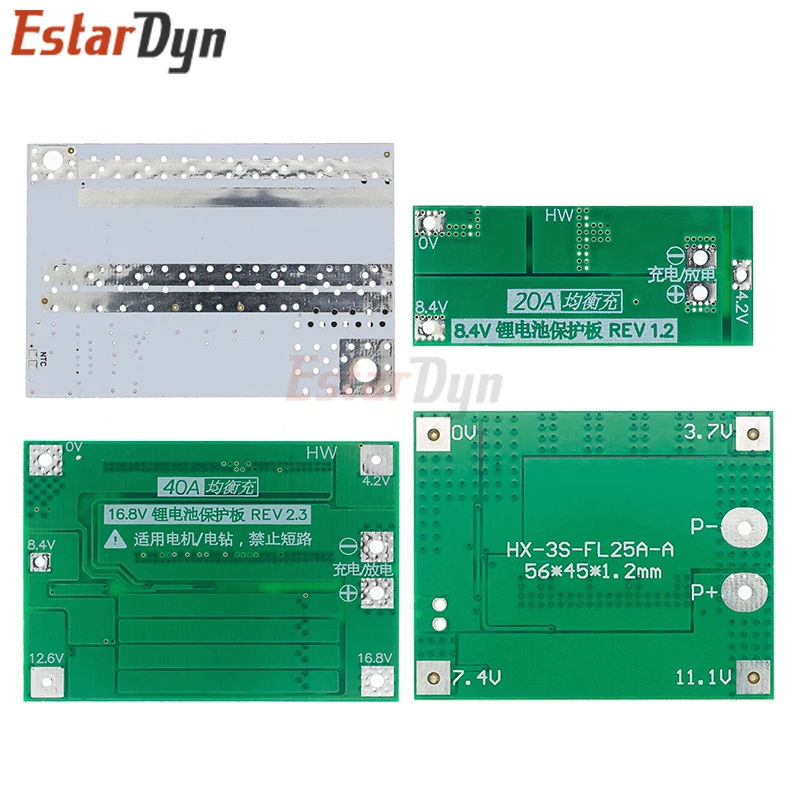 Carregador de bateria do lítio do Li-íon, placa de proteção com equilíbrio para o motor de broca, 2S, 3S, 4S, 5S, 18650, BMS, 20A, 25A, 30A, 40A, 60A, 100A