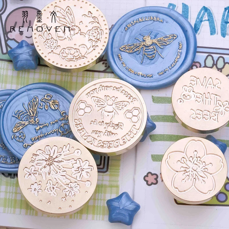 

Bee Series Fire Paint Wax Seal Stamps Original Embossed Stamp Head DIY Student Scrapbooking Crafts Supplies Invitations Seal New