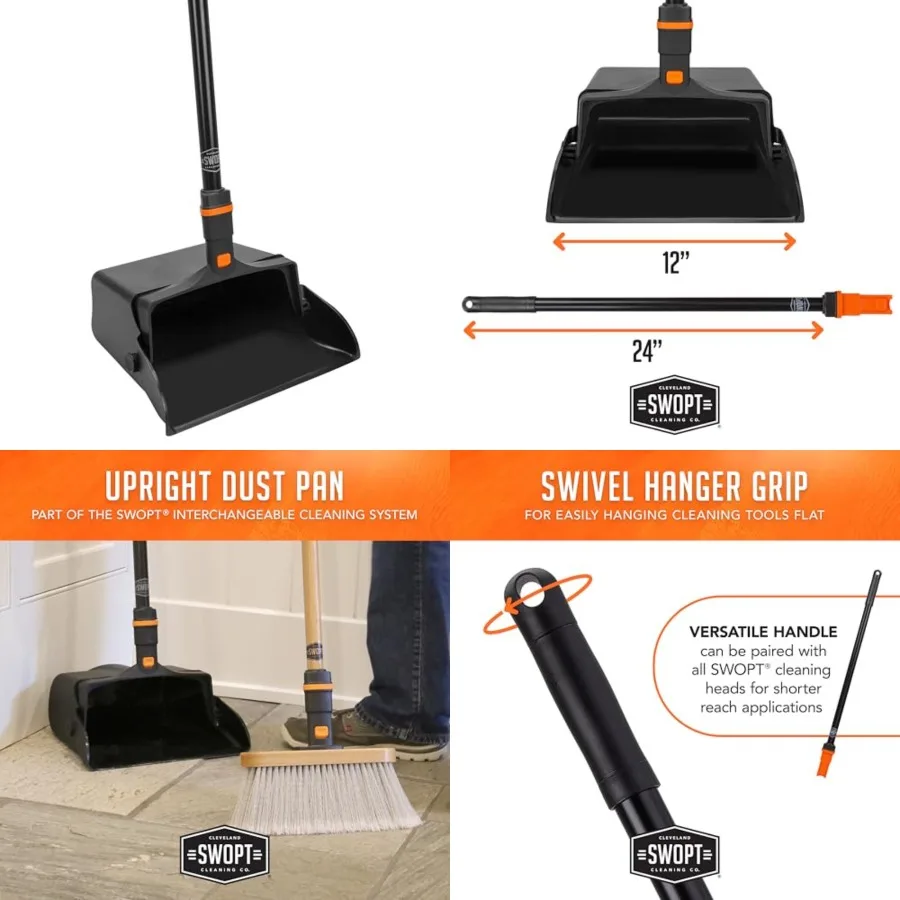 

12 Upright Dustpan, Standard Combo Ergonomic Design Eliminates Need to Bend While Cleaning Interchangeable with All Cleaning Pr