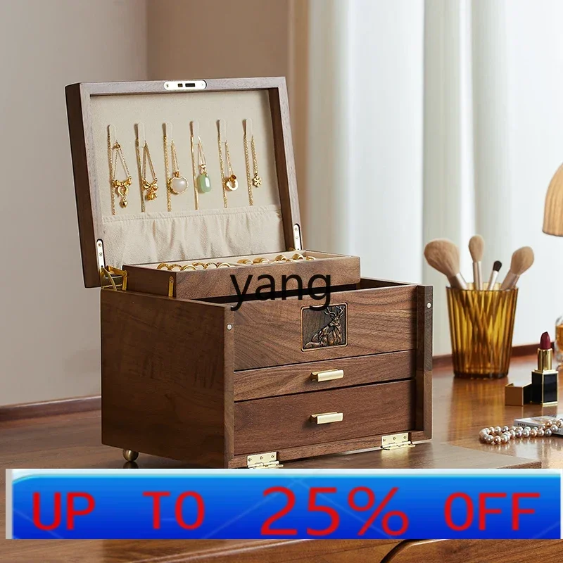 

LH solid wood jewelry box multi-layer light luxury retro storage box earrings necklace jewelry box