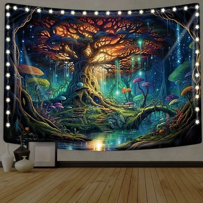 Mystical Enchanted Forest Tapestry: Perfect for Bedroom Deco, Vibrant and Magical Design, Ideal for Bringing Fantasy to Life