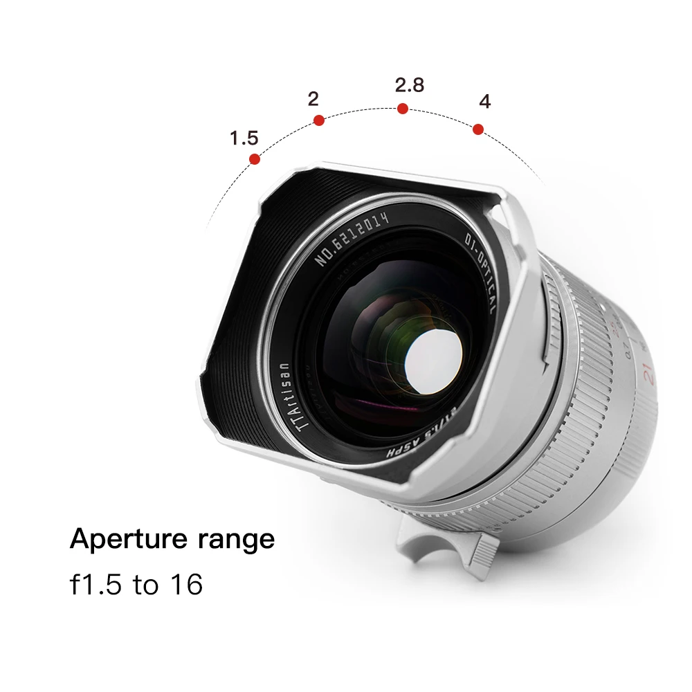 TTArtisan 21Mm F1.5 ASPH Bingkai Penuh Sudut Lebar Lensa Prime Besar untuk Leica M-mount M240P M3 M6 M7 M8 M9 M10 M10R M10M M262 M240