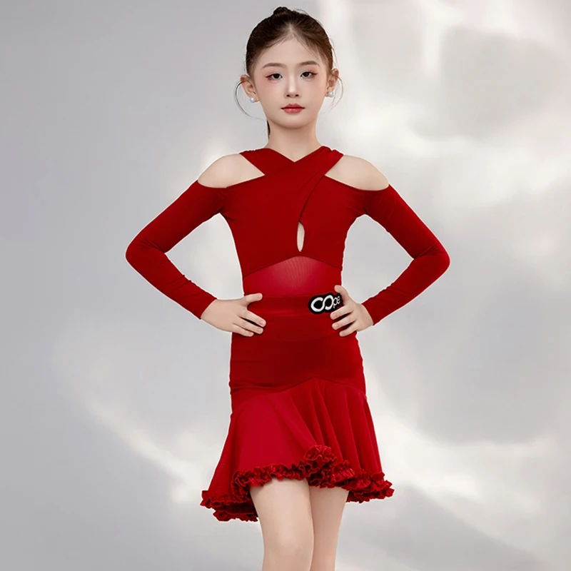 robe-de-danse-latine-rouge-costume-de-spectacle-de-danse-pour-enfants-cha-cha-rumba-vetements-d'entrainement-pour-filles-vetements-de-danse-latine-amy2667-nouvelle-collection-2025