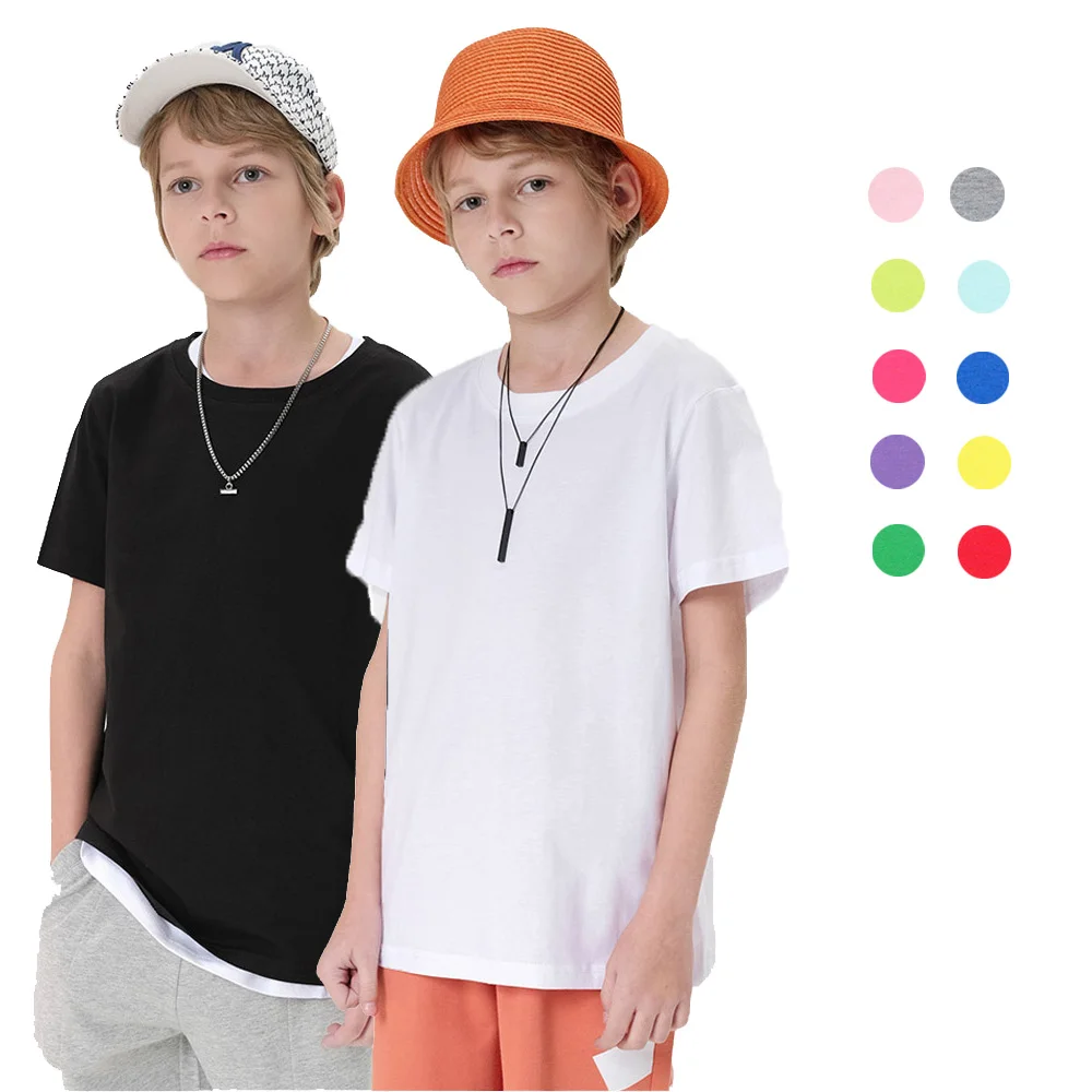 Soft Cotton Children T Shirts Boys Baby Summer Clothes White Black Kids Tshirt Short Sleeve Plain Tee Casual Teen Girl Clothing