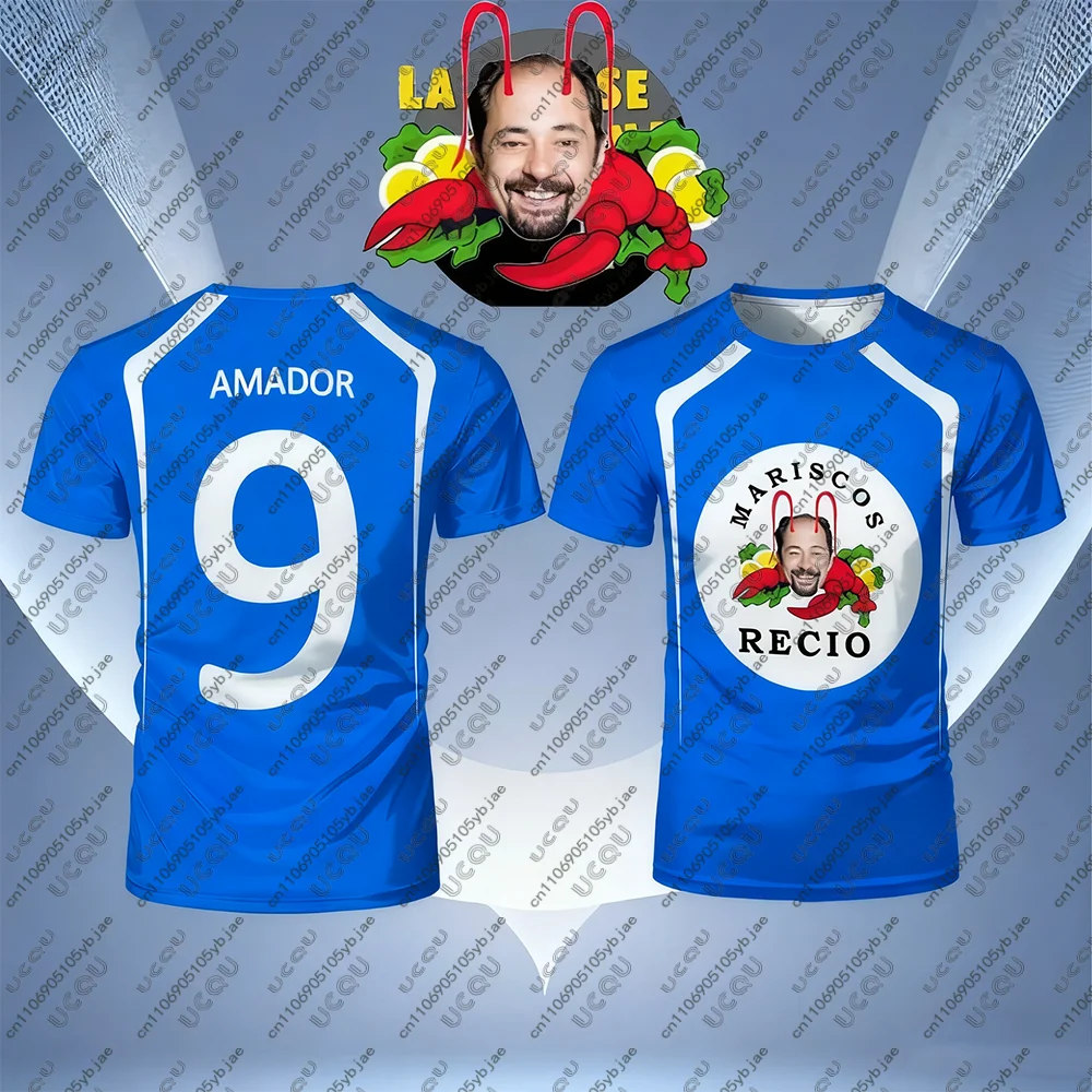 2026 الرجال الاطفال الذكور الفتيان تنفس الفكاهة كرة القدم جيرسي أعلى الكبار المأكولات البحرية الروبيان المنزل هدية كرة القدم الرياضة M-Mariscos R-Recio 9 #3