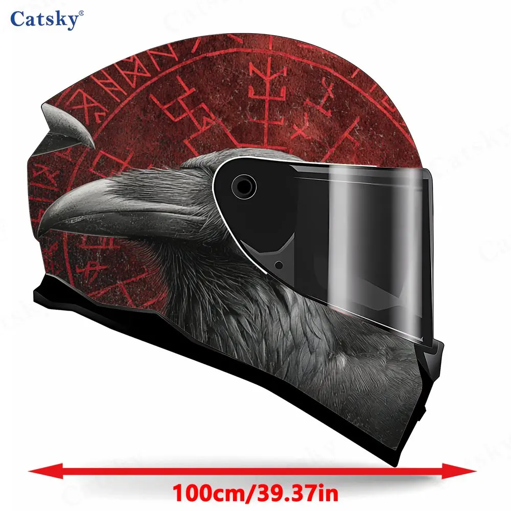 Rune-accompanied Crow Pattern Helmet stickers , PVC Material Multifunctional Helmet Stickers, Scratch-Resistant & Fade-Proof, Ea
