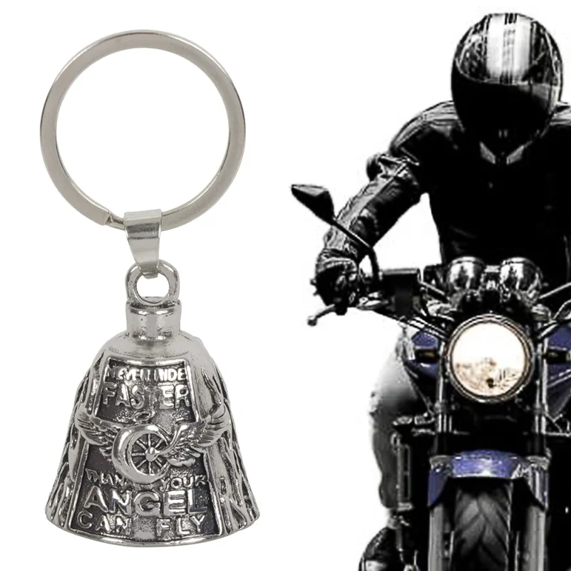 Motorcycle Guard Bell Stainless Steel Motorcycle Angel Bell Spirit Bells with Chain or Keyring Guard Riding Bell Pendant view 3