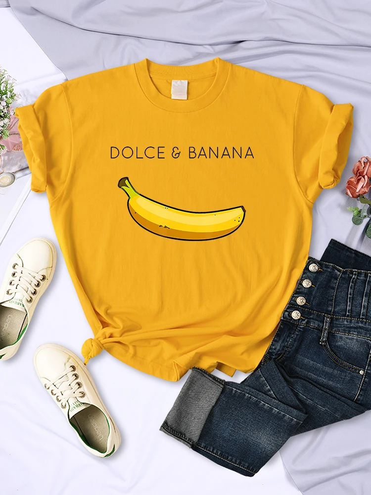 Dolce Banana Anime T-shirt stampate Creatività delle donne Magliette traspiranti Moda O-Collo Camicie Cartoni animati Marca Top femminili