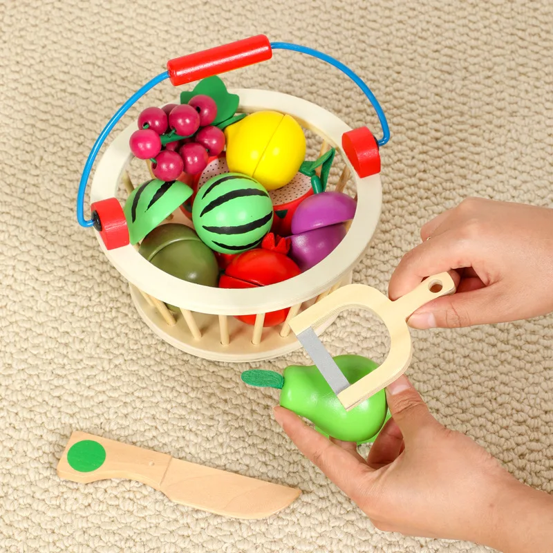 Nieuwe collectie houten speelvoedselset - snijspeelgoed voor fruit en groenten, fantasiekeukenset voor kinderen, educatief cadeau voor vroeg leren