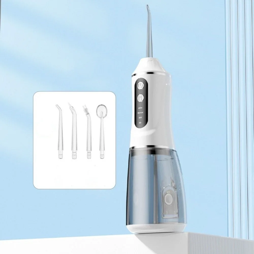 

Smart Electric Oral Irrigator Cordless Rechargeable Dental Cleaner 3 Cleaning Modes with 4 Nozzles Tooth Scaler Clean Gums
