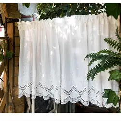 Tenda in tessuto ricamato Vintage tende oscuranti cucina camera da letto mobiletto del bagno decorazioni per la casa tasca per asta Cafe corto 1 pannello