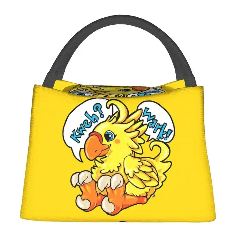 Chocobo Final Fantasy Thermal Insulated Lunch Bag Women Video Game Portable  Tote for Office Outdoor Storage Meal Food Box