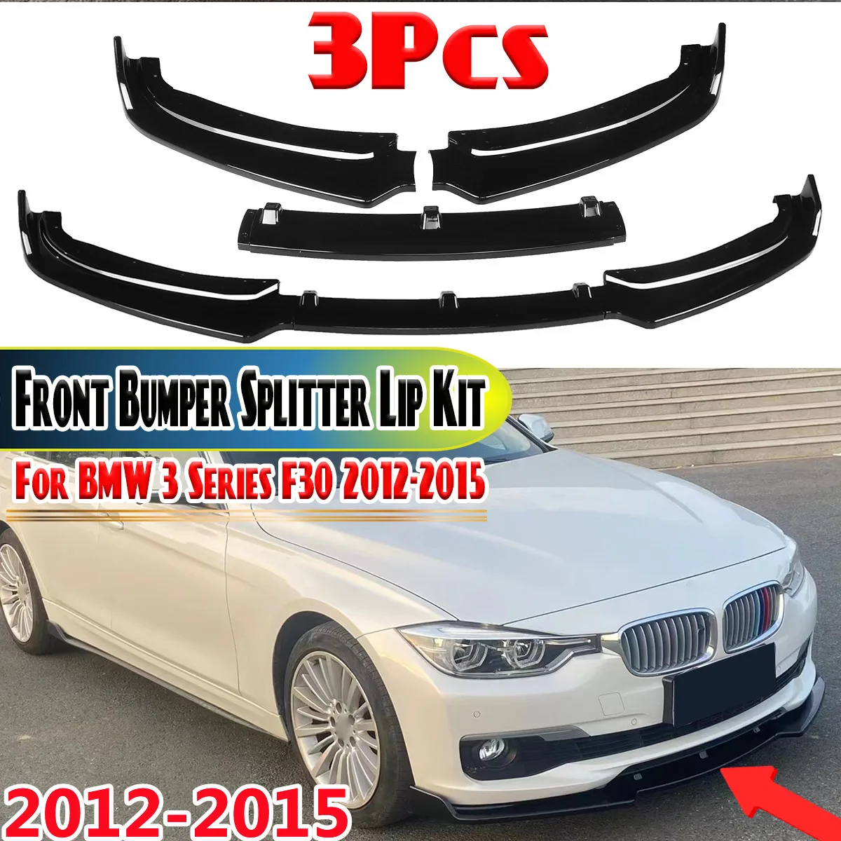

RM-CAR для BMW 3 серии F30 F35 2012 2013 2014 2015 3x Комплект переднего бампера для губ, спойлер, сплиттер, ABS бампер, утюжок, сплиттер