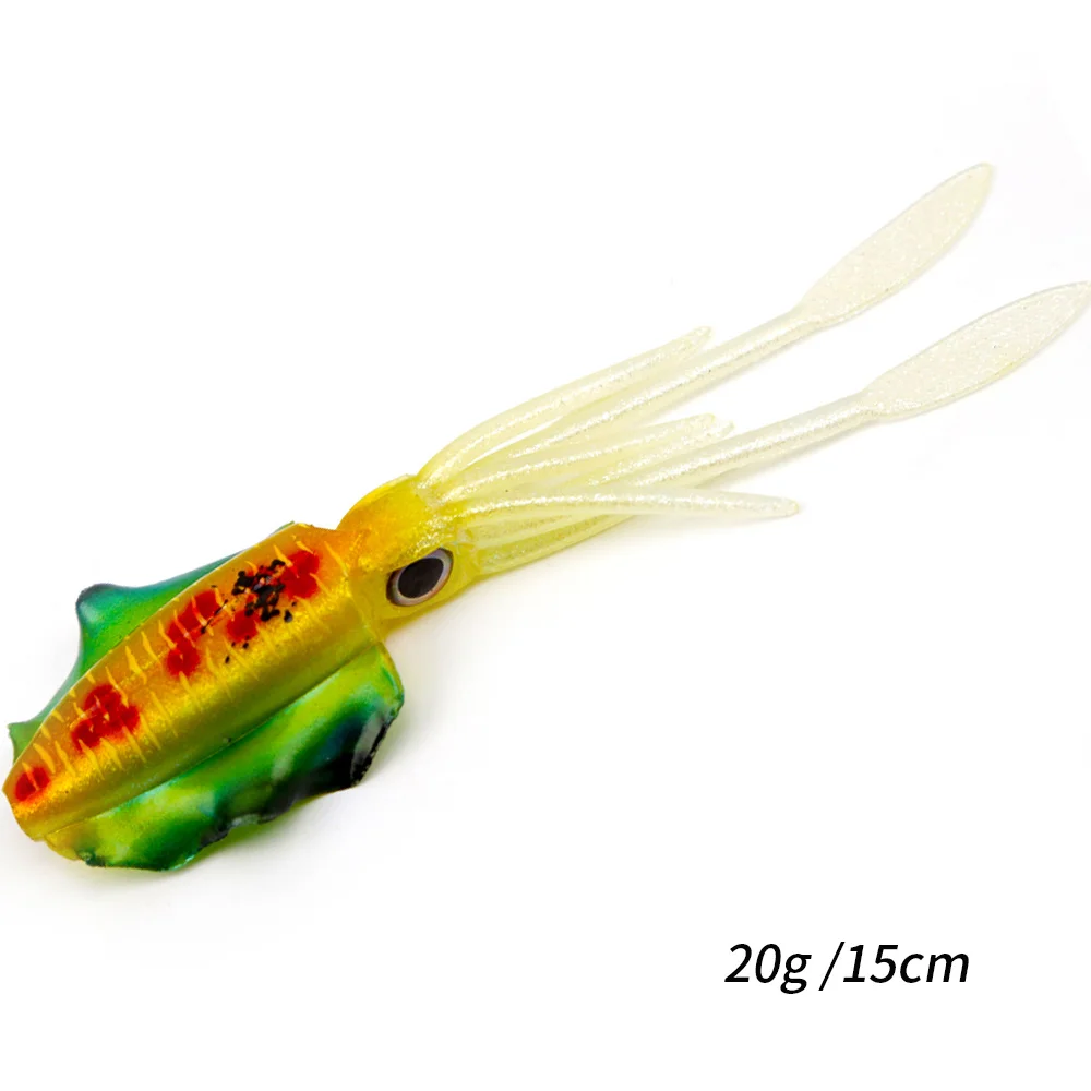 

ORJD Soft Squid Fishing Trolling Lure 15cm 20G Octopus Squid 3D Eyes Luminous UV Wobbler Lure Outdoor Fishing Accessory Pesca