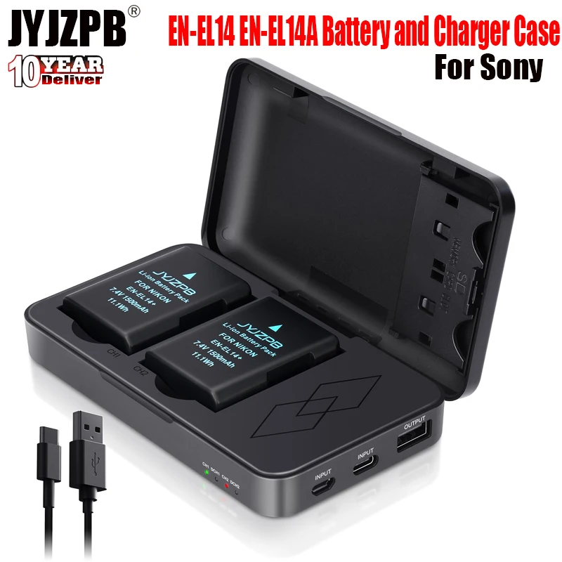 

EN-EL14 EN-EL14A Battery for Nikon D3200, D3400, D3500 Battery Charger Case with Dual Channel for Nikon D3100, D5100 Camera