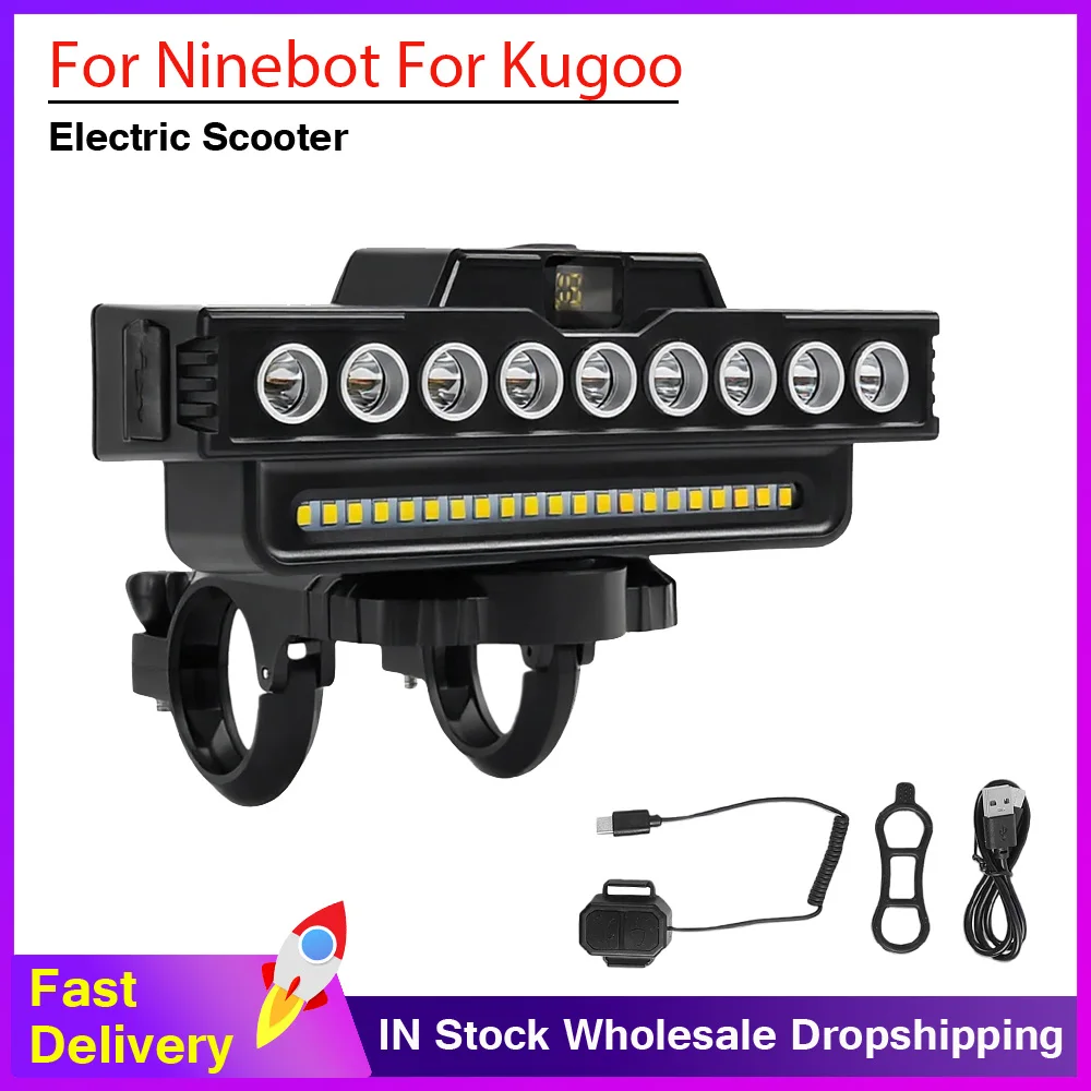 Vordere LED-Leuchte für Elektroroller, Sicherheits-Frontlampe, Wasserdichte Lampe für Ninebot Max G30 G2 G3 und Kugoo