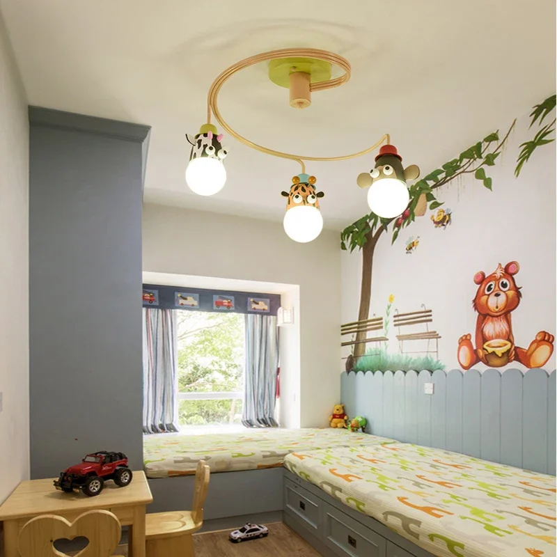 

Cartoon Led Children Chandelier Lighting For Kids Room Cloth Lampshade Chandelier Boys Bedroom Lustre Girls Gift