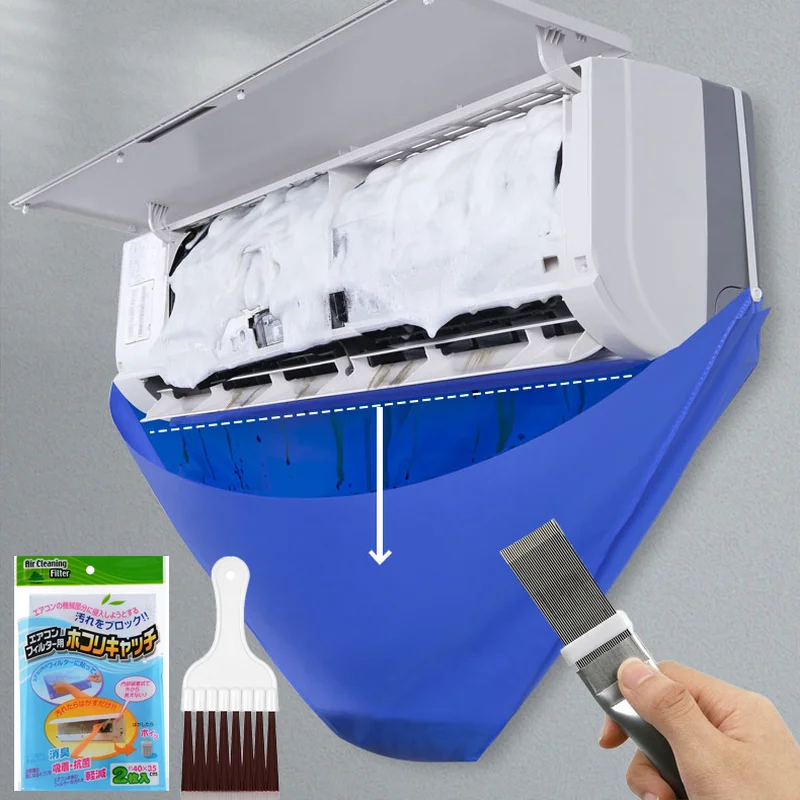 Air Conditioner Cleaning Cover Brushes Filter Net Waterproof Air Conditioner Cleaning Dust Protection Cleaning Cover Bag Tools