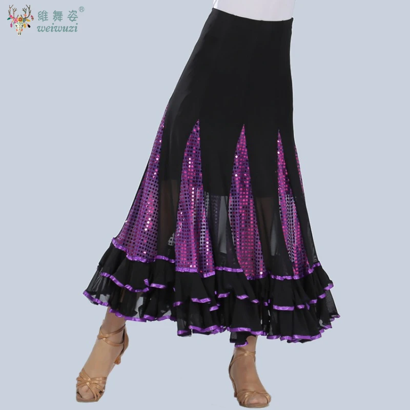 Nuove gonne da ballo da sala da donna Salsa latina Tango Gonne da ballo moderne Standard nazionale Valzer Concorso di flamenco Abito da ballo