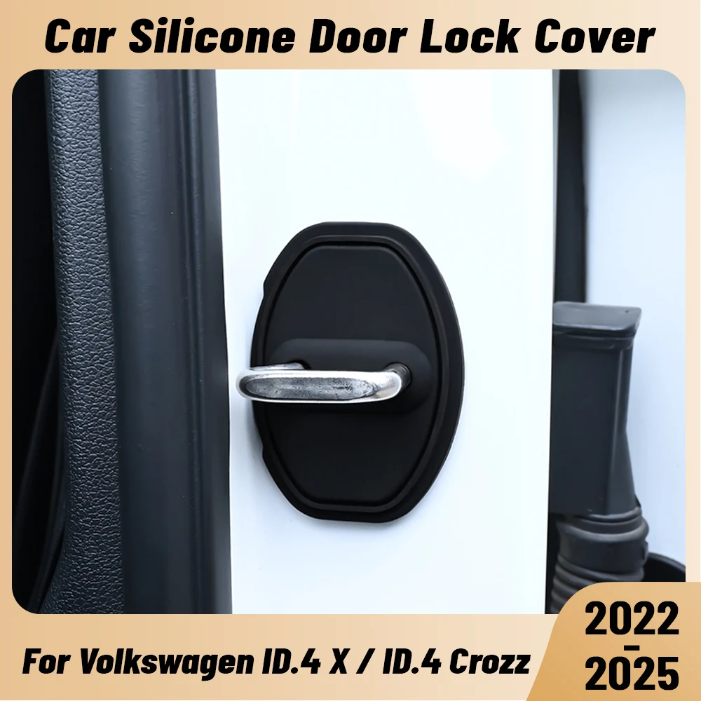 For Volkswagen ID.4X ID.4 Crozz 2022-2025 Car Door Shock Absorber Door Lock Protector Silicone Auto Door Lock Latches Cover 