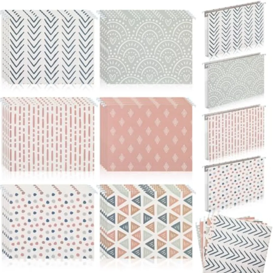 

30 Pcs Boho Hanging File Folders 9.5 x 11.5 in Decorative Cute Hanging Letter Size File Folder with Adjustable Tabs Back to Sch