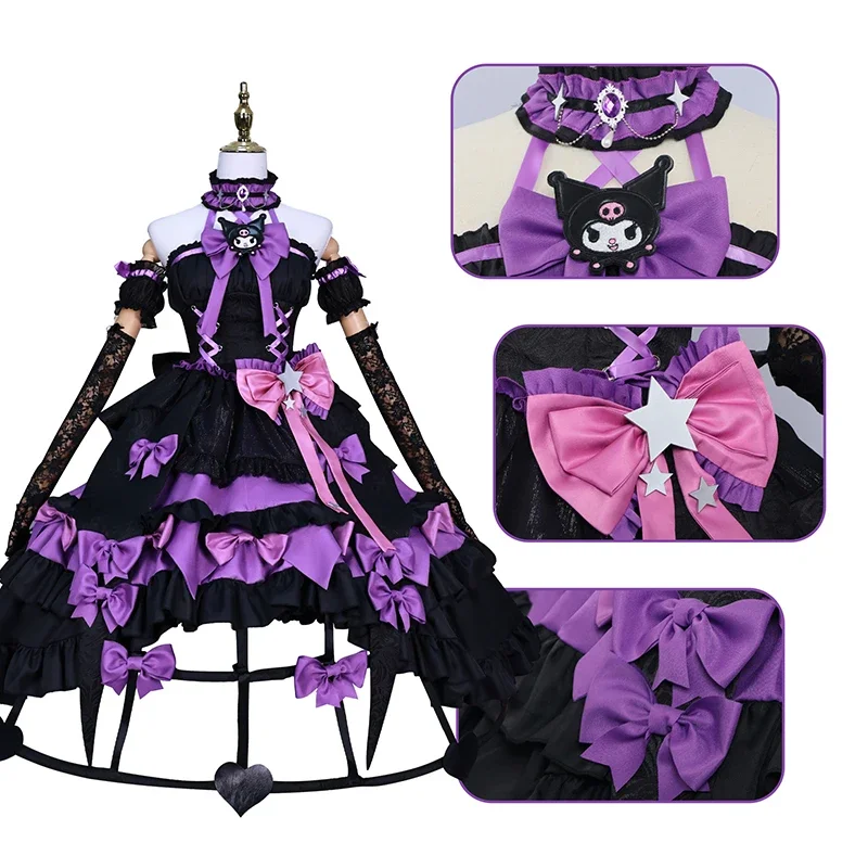 Disfraz de Reina sangrienta María, juego Identity V Kuromi, peluca de Cosplay, vestido largo gótico de Lolita negro, fiesta, Carnaval, Anime, juego de rol S @ 0Z *