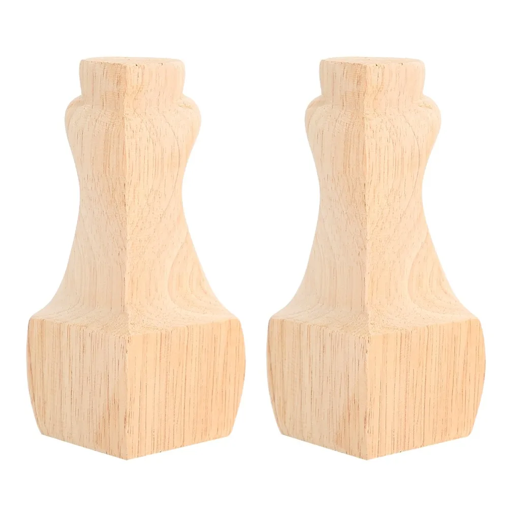 

2pcs Wood Wood Furniture Legs 5.9x2.4 in light brown Raised Furniture Support Carved Pattern Stable Structure