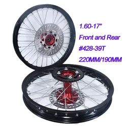 1.60-17 Inch Front And Rear Aluminum Alloy Wheel Rims CNC Hub #428 Sprocket Brake Disc Plate 220MM/190MM