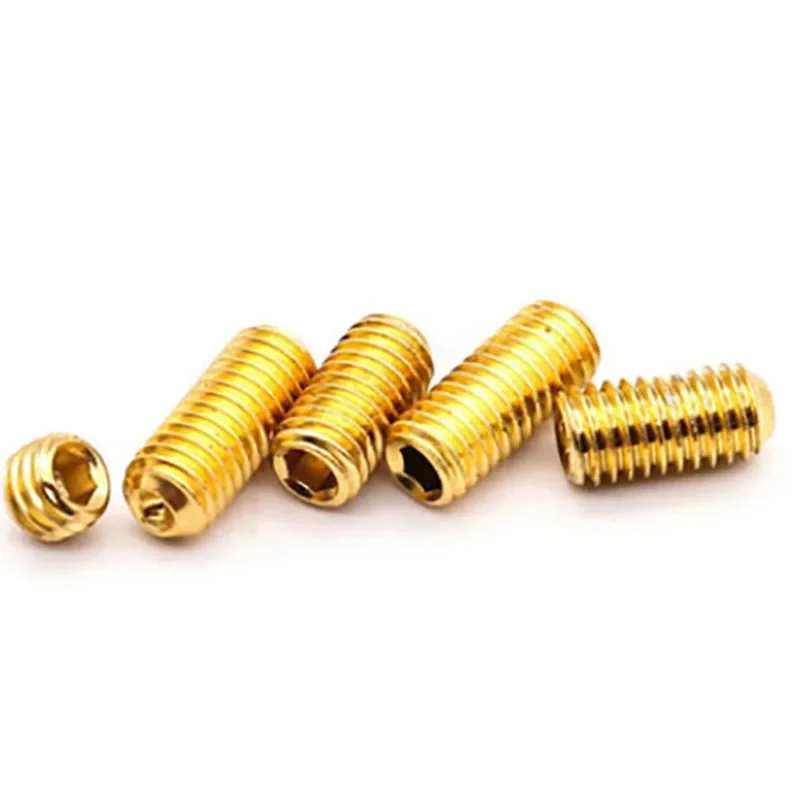 10~100Pcs M3 M4 M5 Grub Screws Cup Point Allen Hex Socket Set Screw - Gold Titanium Plated