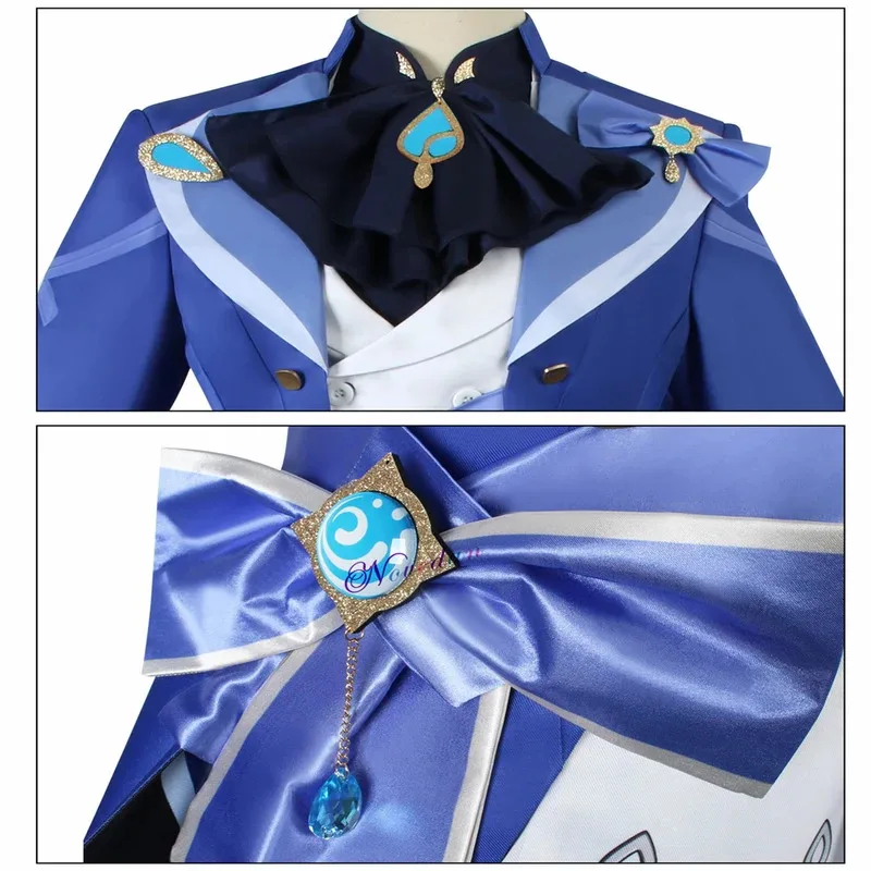 لعبة Genshin Impact Focalors تأثيري Furina شعر مستعار قبعة أحذية مجموعة كاملة الزي Ousia هيدرو كرنفال فستان الحفلات المرأة أنيمي زي