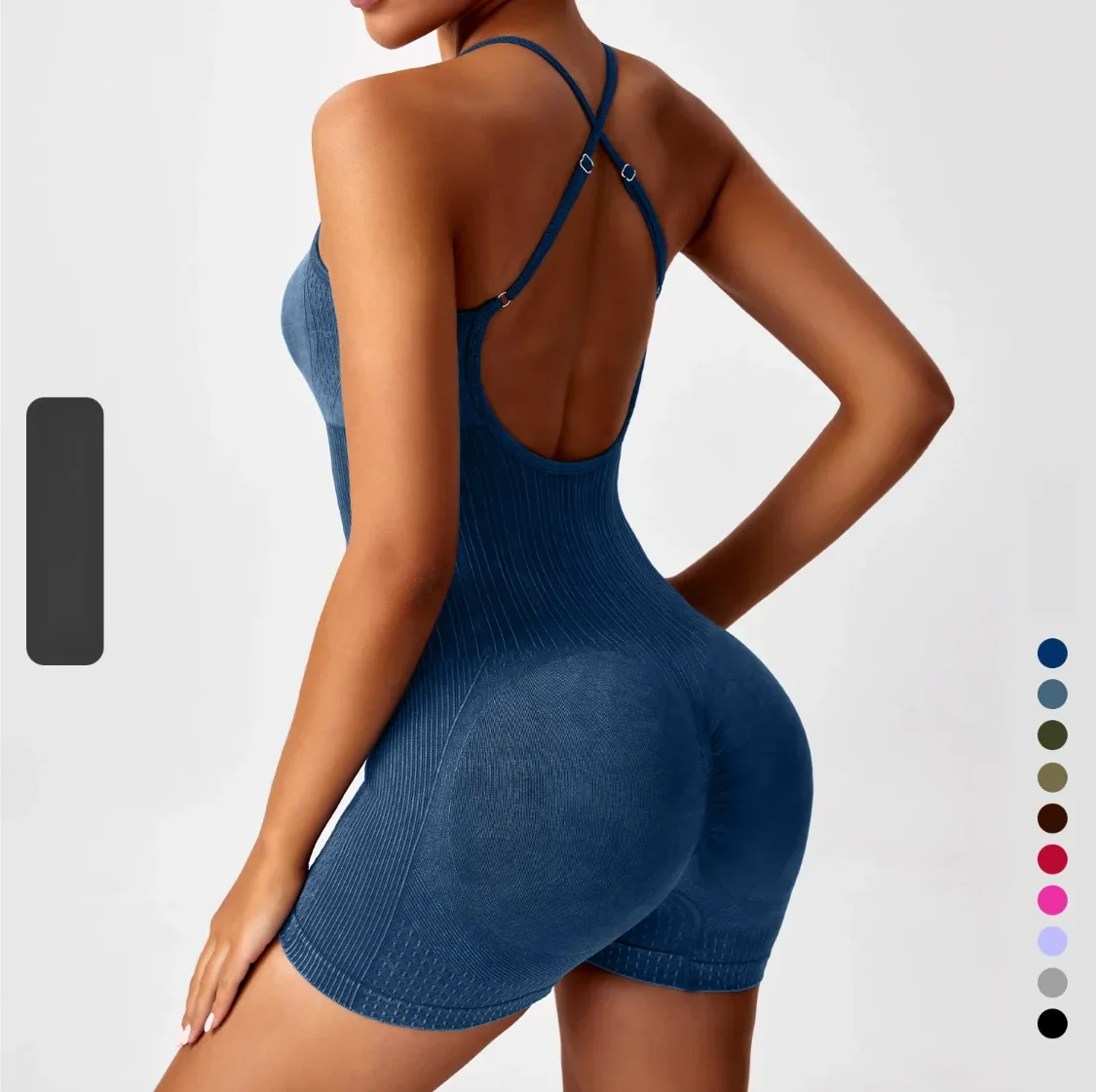 

Frosted washed one-piece yoga suit - high-intensity cross-border fitness camisole yoga jumpsuit, sports one-piece shorts