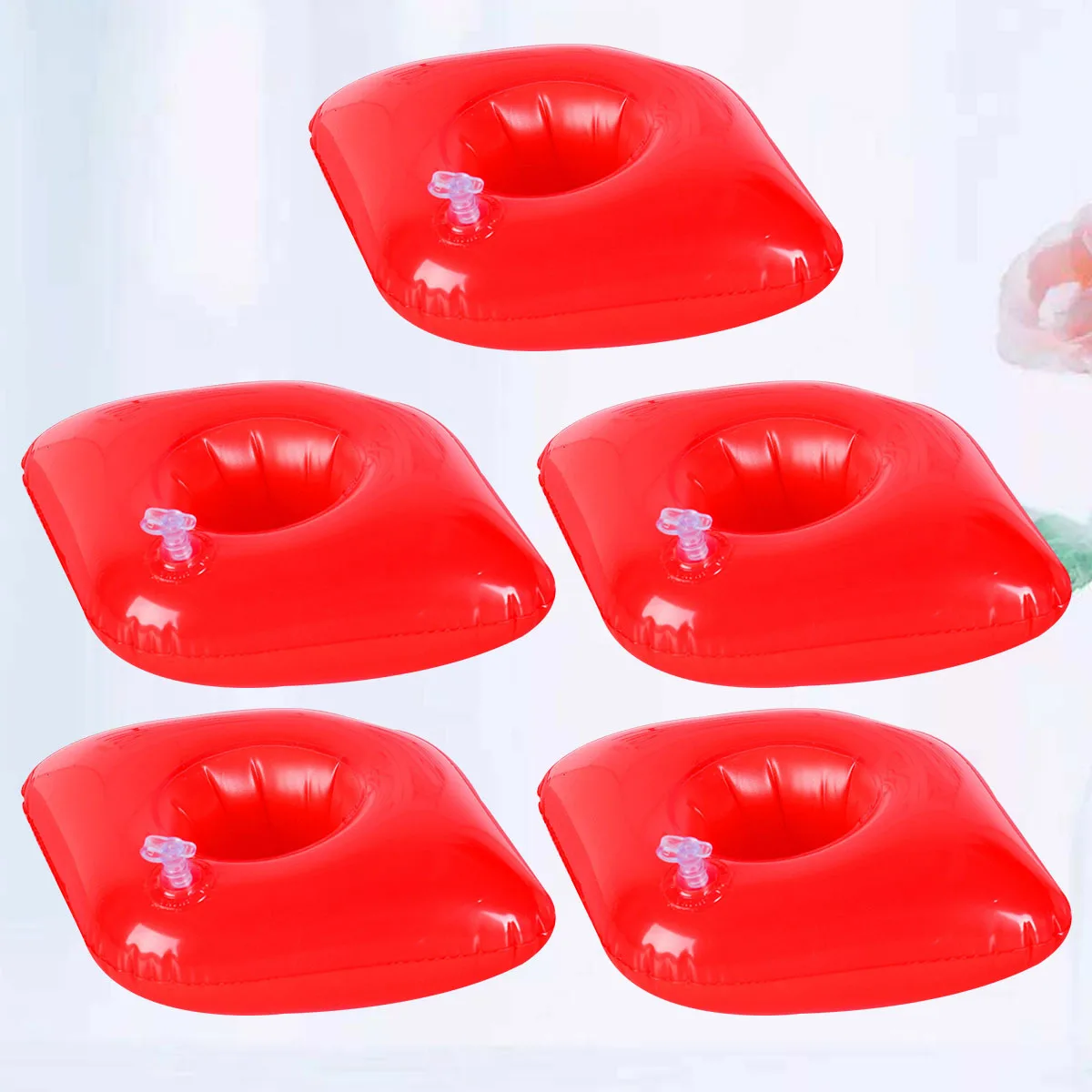 5 قطعة نفخ بولي كلوريد الفينيل أحمر الشفاه أصحاب البيرة المياه كأس تعويم الحصير مثالية لحمام السباحة الشاطئ حفلة السباحة حامل البيرة حصيرة المياه