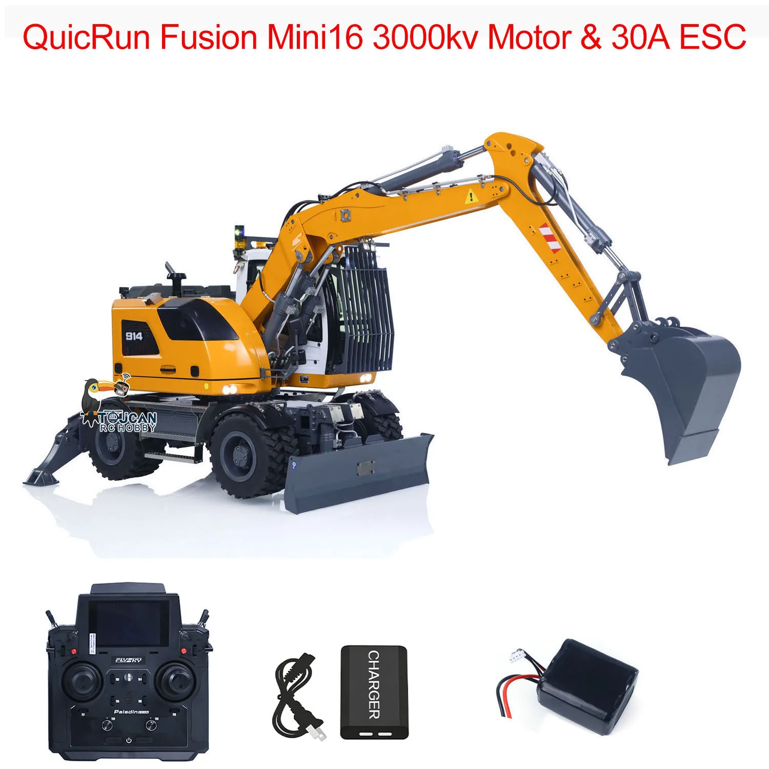 RTR 1/14 RC Hydraulic Excavator LR914 8CH Valves 4x4 Wheeled Digger Differential Lock Hobbywing Brushless Motor ESC Sound System