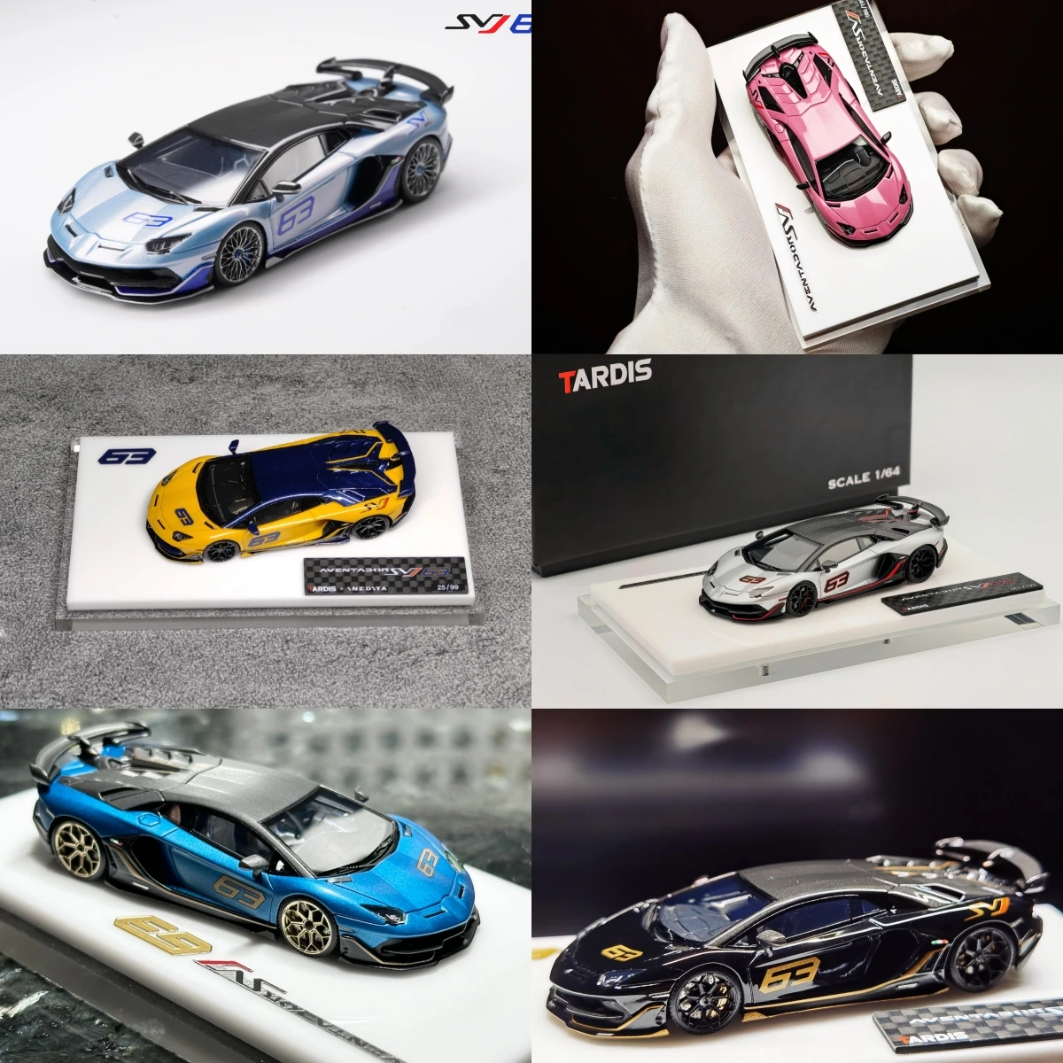 

Литая под давлением модель автомобиля Tardis 1:64 AVENTADOR SVJ 63, ограниченная серия из смолы