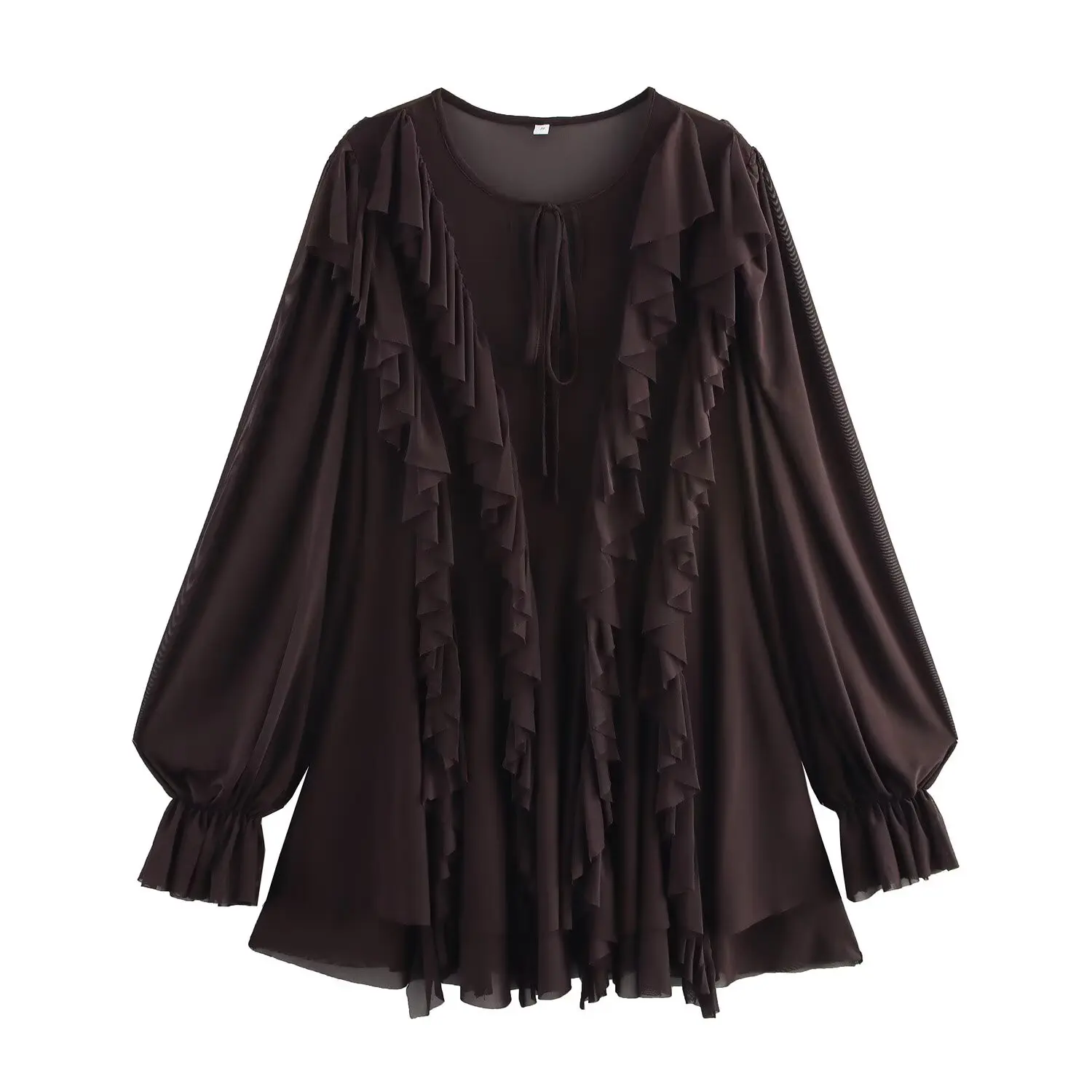 Neu für Damen, Partykleider, sexy Rüschen, kurzes Abendkleid, lange Laternenärmel, Sommerkleider, Damenbekleidung 4813320