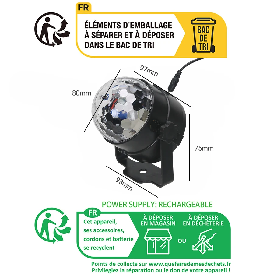 RGB وامض LED كرة ديسكو الخفيفة مع جهاز التحكم عن بعد الدورية DJ المرحلة مصباح للمنزل سيارة نادي حفلة عيد الميلاد الديكور