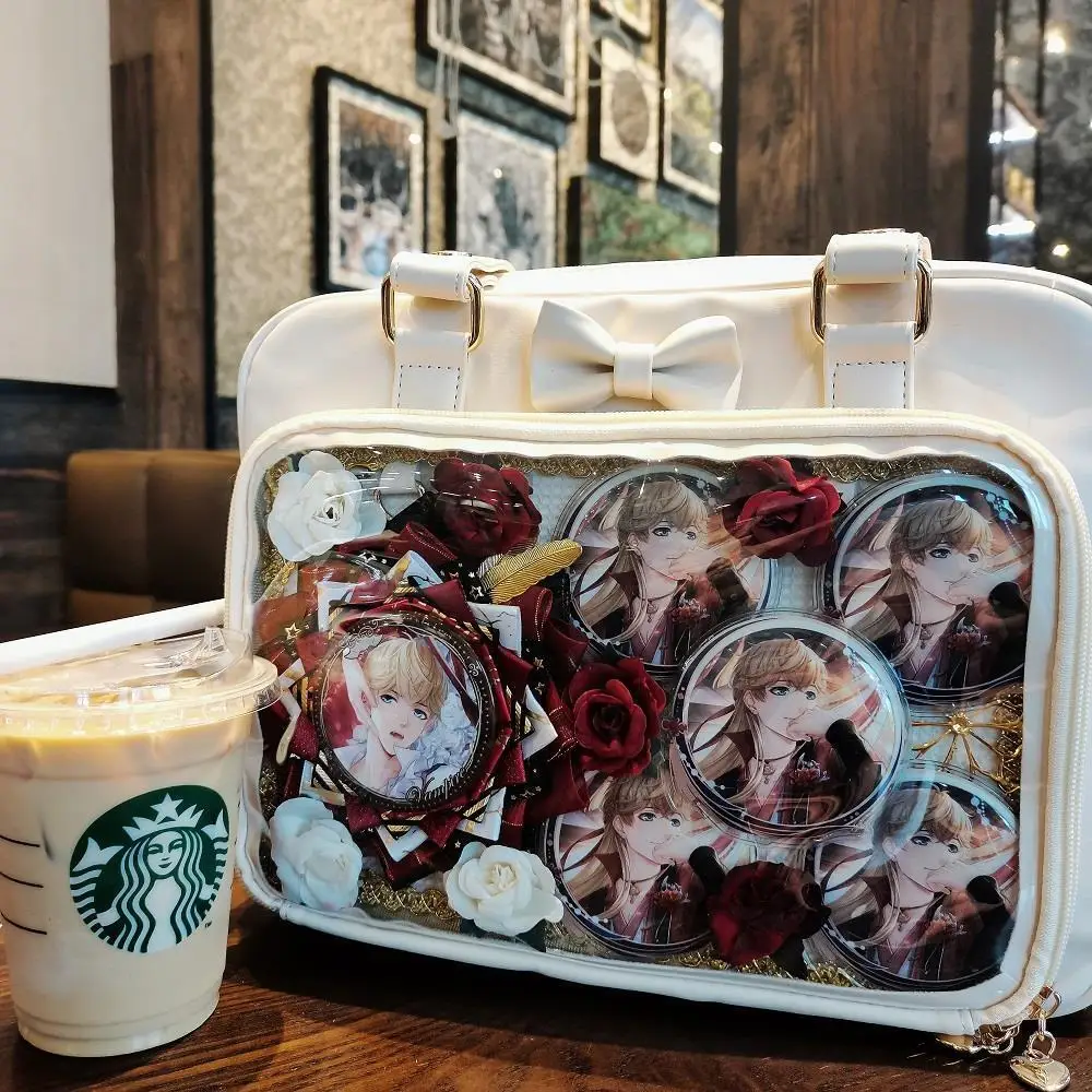 Y2K Nette Schleife Ita Tasche Mädchen Transparente Umhängetasche Frauen Mode Umhängetasche Messenger Tasche Ladys DIY Abzeichen Tote Tasche Lolita Handtasche – Detail 16